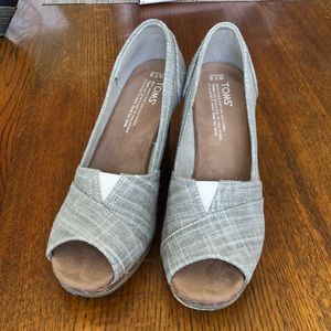 TOMS peep toe wedges